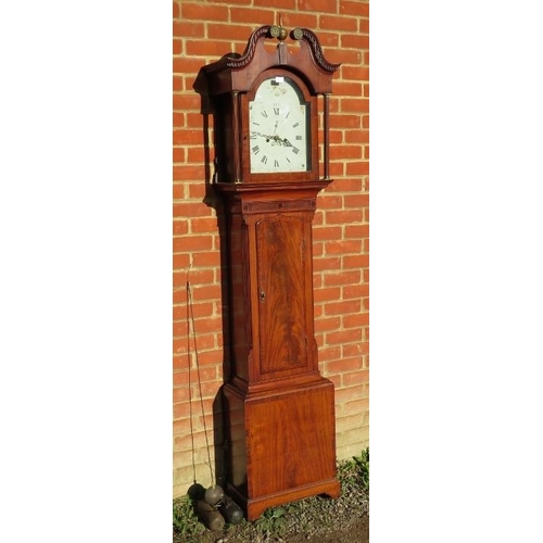 925 - A George III mahogany 8 day longcase clock by James Simpson of Lincoln, the cornice featuring dentil... 