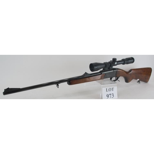 973 - Mint Baikal 223 single shot rifle, rare break barrel, Ser No 031806789, 60cm fluted barrel, Hawke Sp... 