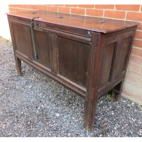 920 - An early 18th century Queen Anne period oak coffer/marriage chest carved with initials 'DA & EH' and... 