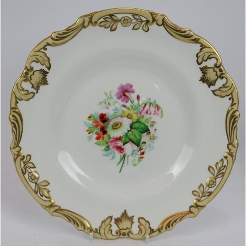 47 - A hand decorated cabinet plate in Coalport style, two porcelain flowers, a Rosenthal porcelain hedge... 
