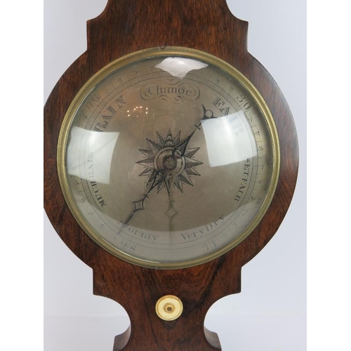 106 - A 19th century wheel barometer maker Barrett, Bromley St Commercial Street East. Silvered dial, maho... 