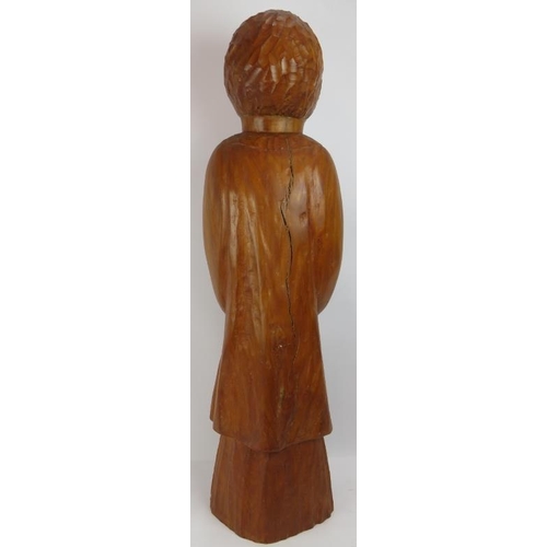 111 - A large hardwood chip carved figure of a chorister praying. Height 95cm.
Condition report: Natural s... 