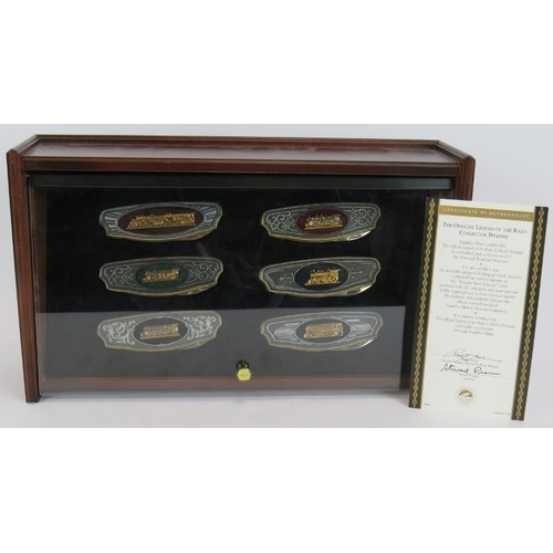 120 - A boxed set of six Franklin Mint collectors penknives titled 'The Official Legend of the Rails' with... 