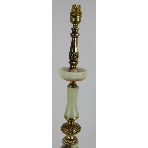 129 - A large ornate gilt brass & green onyx lamp base with tripod feet. Height 69cm.
Condition report: Un... 