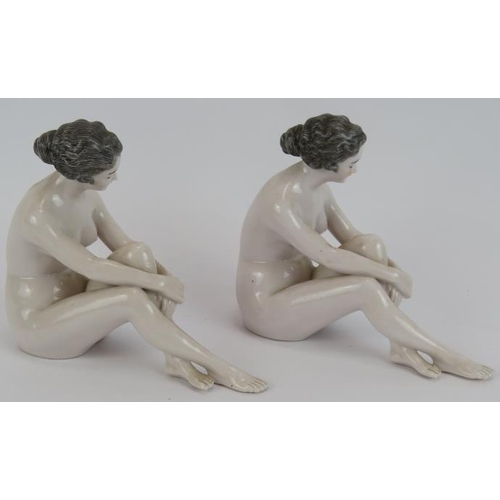 133 - Two porcelain figures of sitting nudes in the Art Deco style, both marked to base. Height 15cm (2).
... 