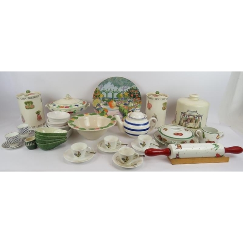 145 - A quantity of country style table ware including a Fortnum & Mason cheese bell, Bantam coffee set an... 