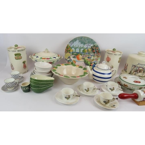 145 - A quantity of country style table ware including a Fortnum & Mason cheese bell, Bantam coffee set an... 