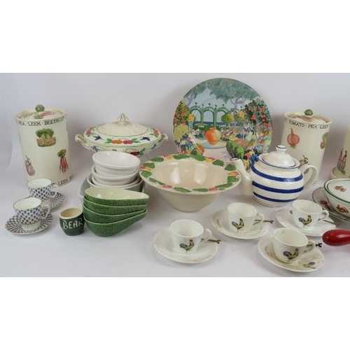 145 - A quantity of country style table ware including a Fortnum & Mason cheese bell, Bantam coffee set an... 