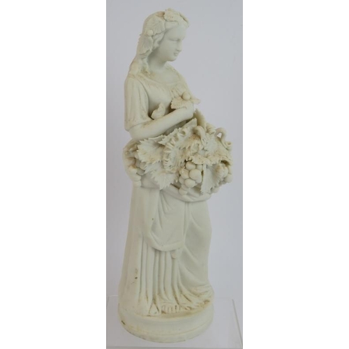 152 - An antique Parian ware figure of a harvest maiden bearing grapes and vines. Height 28cm.
Condition r... 