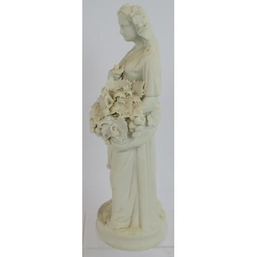 152 - An antique Parian ware figure of a harvest maiden bearing grapes and vines. Height 28cm.
Condition r... 