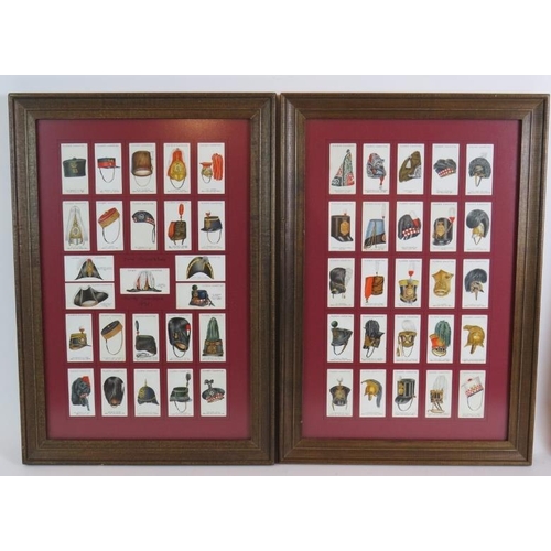 158 - Four framed sets of Players cigarettes cards including two sets of Military head dress and two sets ... 