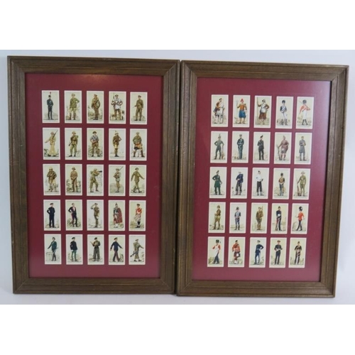 158 - Four framed sets of Players cigarettes cards including two sets of Military head dress and two sets ... 