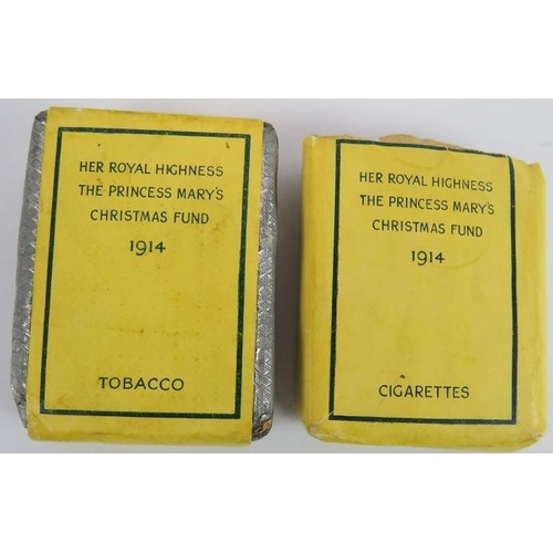 16 - A Princess Mary Christmas 1914 tin containing cigarettes, tobacco, Christmas card and photograph, pl... 