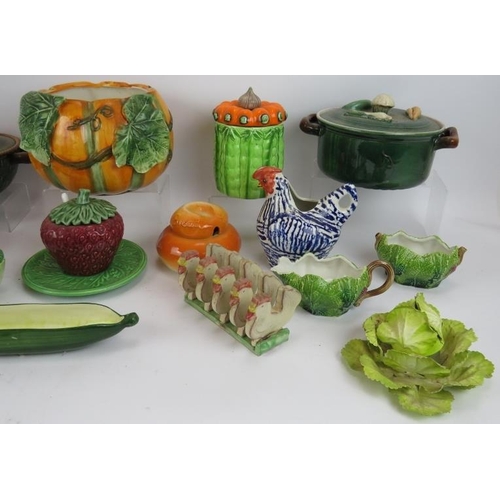 160 - A collection of mainly vegetable shaped ceramics including tureens, covered jars etc. (18).
Conditio... 