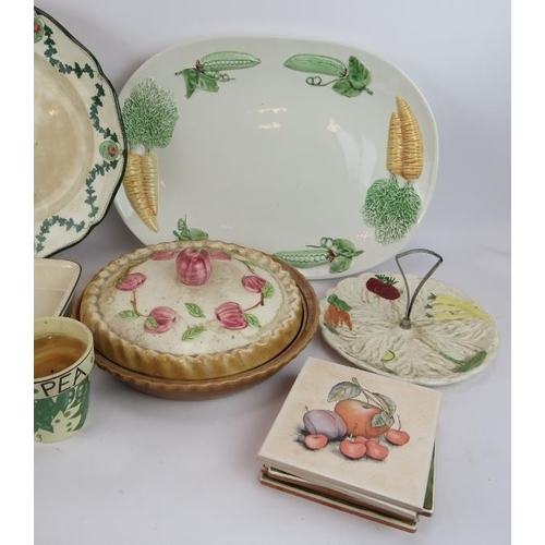 161 - A collection of Country style ceramics including a large apple pie dish and a quantity of Milliat Fr... 