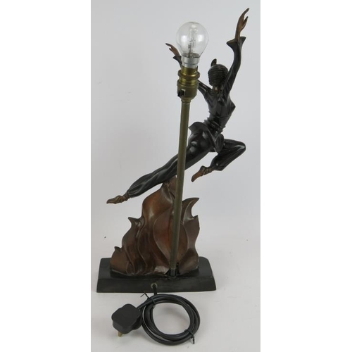 178 - An Art Deco style bronzed lamp in the form of a leaping dancer. Height 55cm.
Condition report: Untes... 