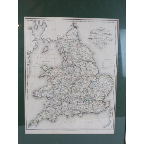 190 - A mid 19th Century map of England and Wales engraved by Thomas Starling for Lewis's topographical di... 