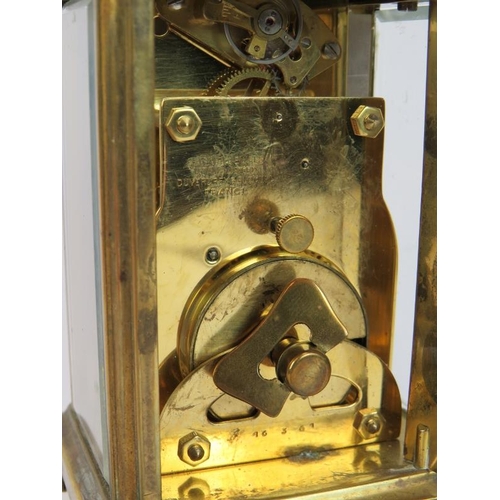 193 - A French 8 day brass carriage clock by Bayard with movement by Duverdrey & Bloquel. Height 14cm.
Con... 