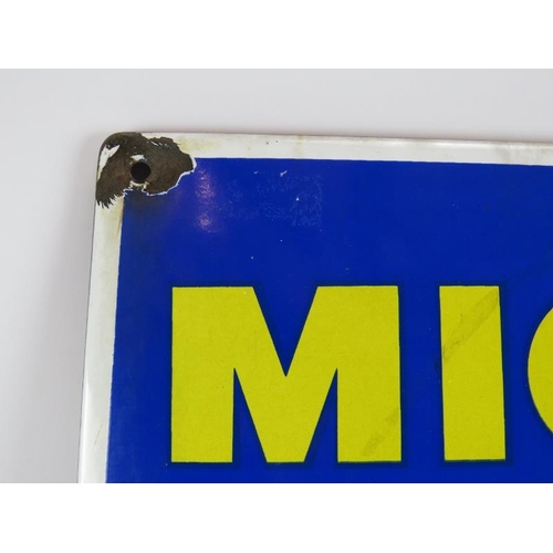 2 - A large vintage enamel shield shaped Michelin Tyres advertising sign, 63cm x 77cm.
Condition report:... 