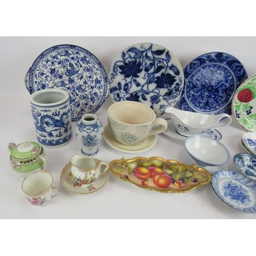 205 - A lot of mixed ceramics including a 1957 Royal Worcester dish signed J. Freeman, a Chinese porcelain... 