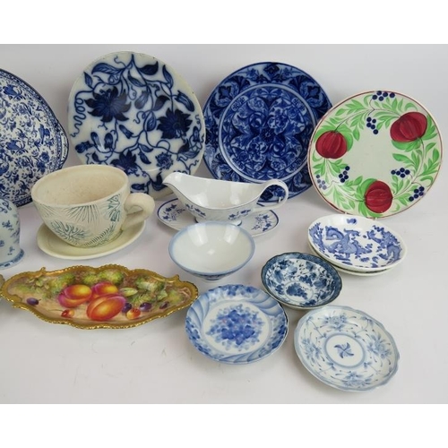 205 - A lot of mixed ceramics including a 1957 Royal Worcester dish signed J. Freeman, a Chinese porcelain... 