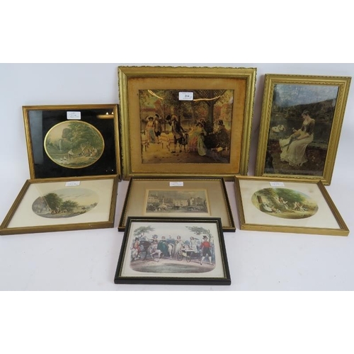 214 - A late 19th Century Chrystoleum print in gilt frame, three Le Blonde oval prints and an engraving of... 