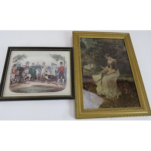 214 - A late 19th Century Chrystoleum print in gilt frame, three Le Blonde oval prints and an engraving of... 