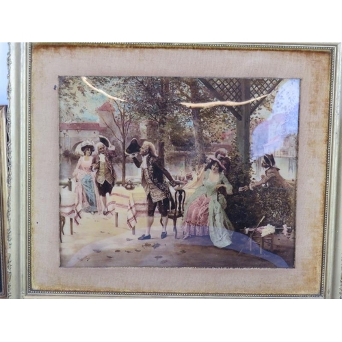 214 - A late 19th Century Chrystoleum print in gilt frame, three Le Blonde oval prints and an engraving of... 