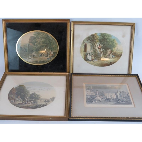 214 - A late 19th Century Chrystoleum print in gilt frame, three Le Blonde oval prints and an engraving of... 