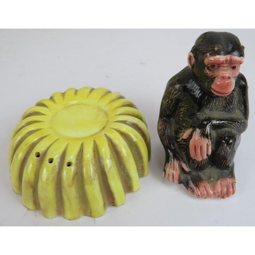 222 - A four piece Safari by Department 56, chimpanzee and banana figural tea set at Gruet. Plate 31cm x 2... 