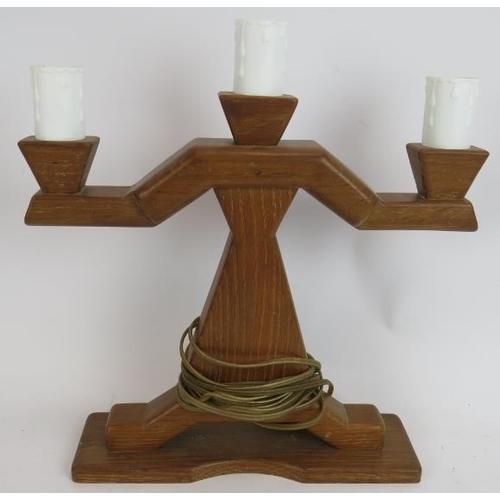 232 - A mid Century West German pottery clock garniture, a mid Century teak candelabra and three vintage s... 