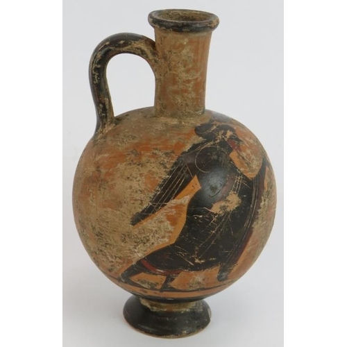 25 - An ancient Greek style black figure wine flask featuring a couple dancing, probably 19th century Gra... 