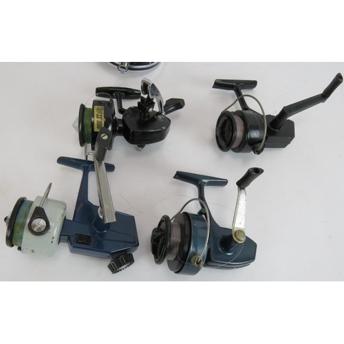 257 - A vintage Alcedo No2 spinning fishing reel, a Winfield International 40 sea fishing reel and four ot... 