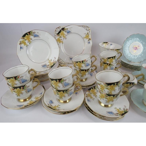 259 - A thirty two piece Art Deco tea set by Tuscan China, an Aynsley part tea set and a Rosina part tea s... 