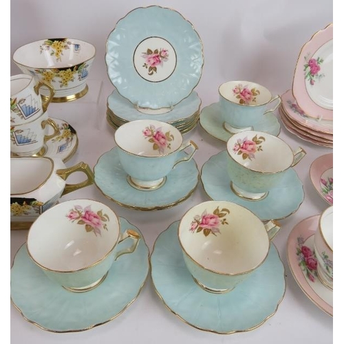 259 - A thirty two piece Art Deco tea set by Tuscan China, an Aynsley part tea set and a Rosina part tea s... 