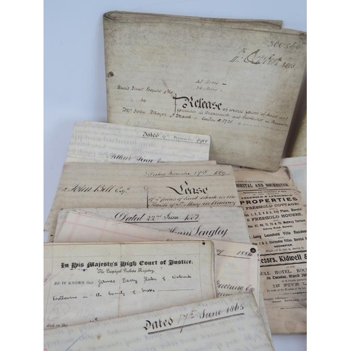 266 - Approximately 19 paper and parchment documents relating to properties in Kent Medway, Romney Marsh a... 