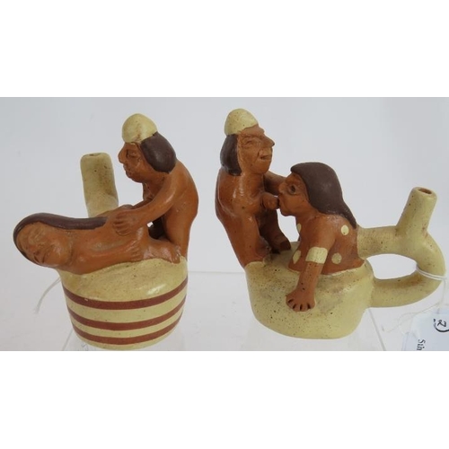 277 - Two South American Erotic Pottery vessels in the Pre-Columbian taste, but later, each vessel modelle... 