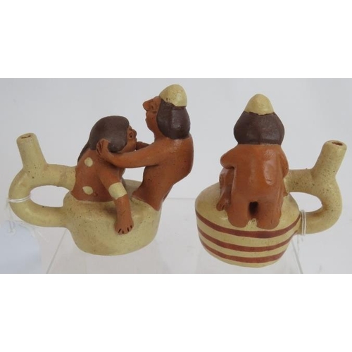 277 - Two South American Erotic Pottery vessels in the Pre-Columbian taste, but later, each vessel modelle... 