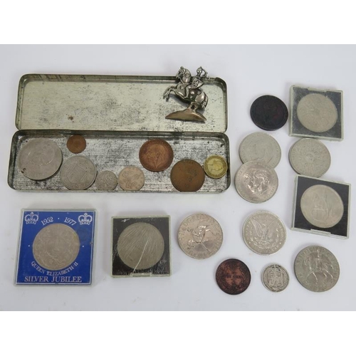 297 - A collection of coins and medallions including a 1900 silver Morgan US dollar, 1886 North Borneo one... 