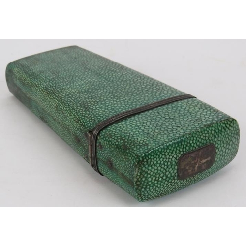 30 - An early 19th century shagreen Draughtsman's set Etui, containing two ivory rules stamped Fraser Lon... 