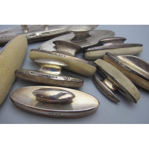 302 - A collection of nine silver topped nail buffers, all fully hallmarked.
Condition report: Two with sm... 