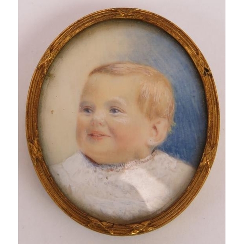 31 - Two portrait miniatures on ivory, one of a child, the other of Mrs Siddons, label verso. Largest 9cm... 