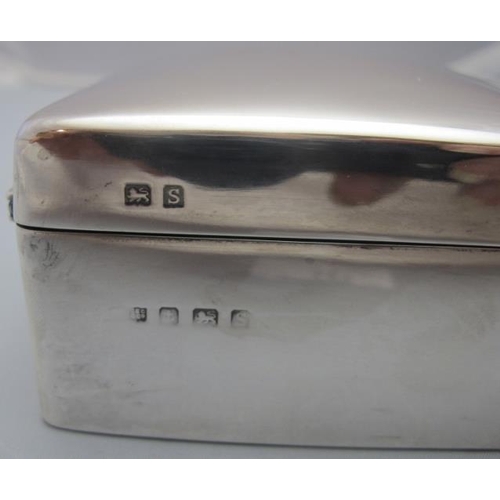 327 - A silver cigarette box with engraving to lid, Birmingham 1942, approx 5