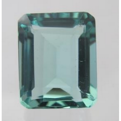 363 - Octagon faceted 16mm x 13mm Brazilian aquamarine, 11.90cts, blue green colour, (depth 9mm). Good col... 