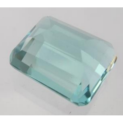 363 - Octagon faceted 16mm x 13mm Brazilian aquamarine, 11.90cts, blue green colour, (depth 9mm). Good col... 