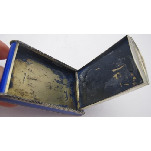 374 - A blue enamelled & silver Guilloche ladies cigarette case with import marks for 1926, approx 3 1/2