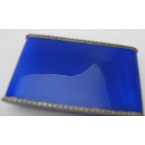 374 - A blue enamelled & silver Guilloche ladies cigarette case with import marks for 1926, approx 3 1/2