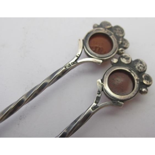 375 - A Danish sterling silver enamelled spoon, a Michelsen 1970 Kieler, a pair of Arts & Crafts spoons, a... 