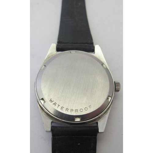 401 - An Omega Genève vintage wristwatch with steel blue dial & black leather strap, c. 1969.
Condition re... 