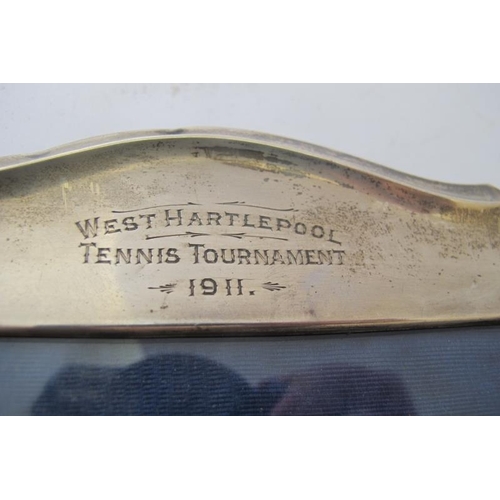 445 - A large silver photograph frame engraved 'West Hartlepool Tennis Tournament 1911', Birmingham 1911. ... 